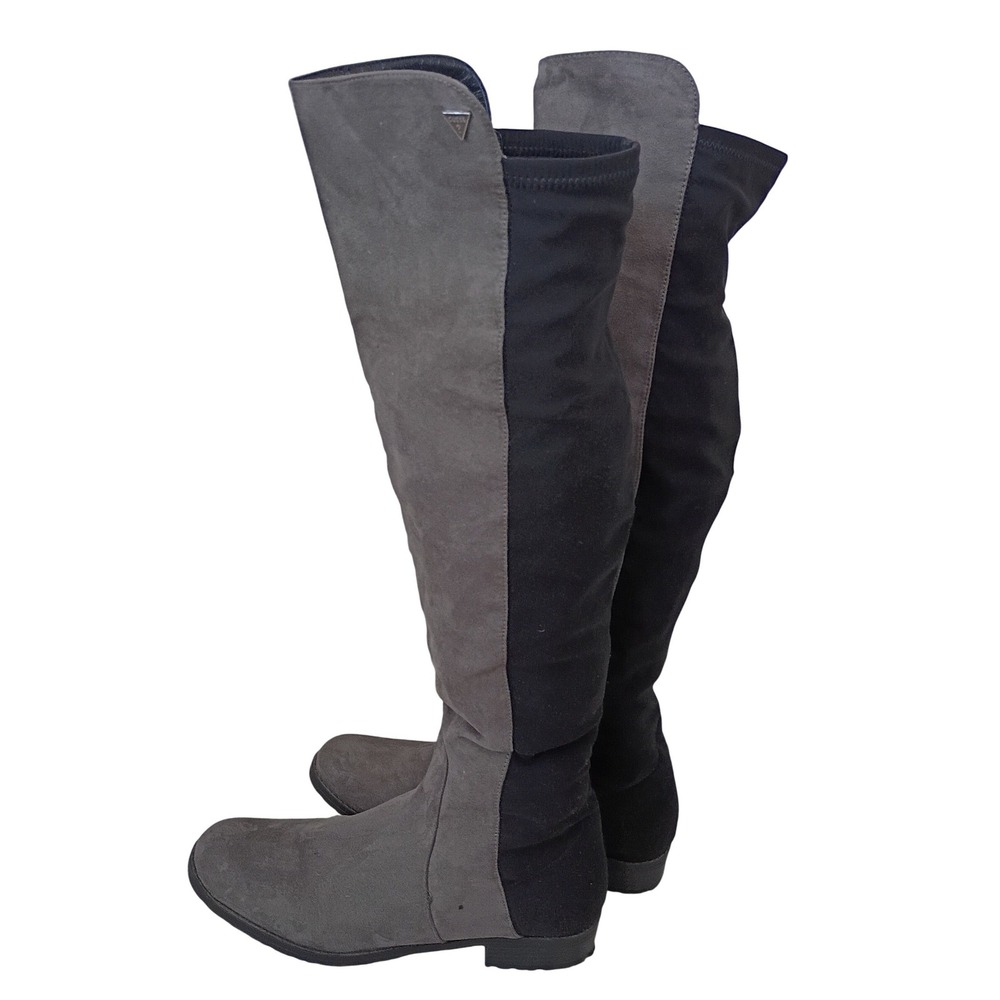 GUESS Womens Grey Black Stretch Over The Knee Flat Boots 8.5M $149 - Picture 2 of 9